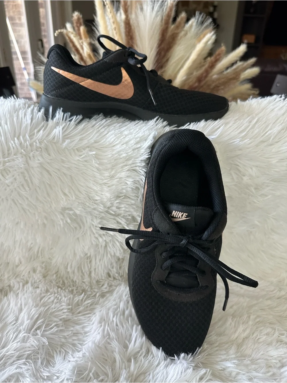 Black Nike with Rose Gold Running Sneakers